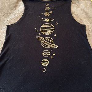 EUC Mighty Fine Black w/ Gold Foil Tank Top Size L